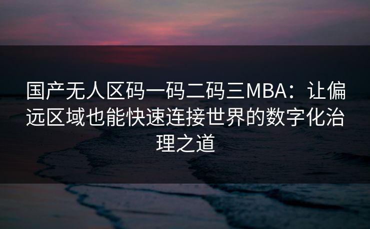 国产无人区码一码二码三MBA:让偏远区域也能快速连接世界的数字化治理之道 国产无人区码一码二码三MBA:让偏远区域也能快速连接世界的数字化治理之道