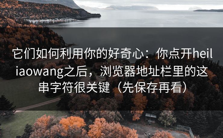 它们如何利用你的好奇心:你点开heiliaowang之后,浏览器地址栏里的这串字符很关键(先保存再看) 它们如何利用你的好奇心:你点开heiliaowang之后,浏览器地址栏里的这串字符很关键(先保存再看)
